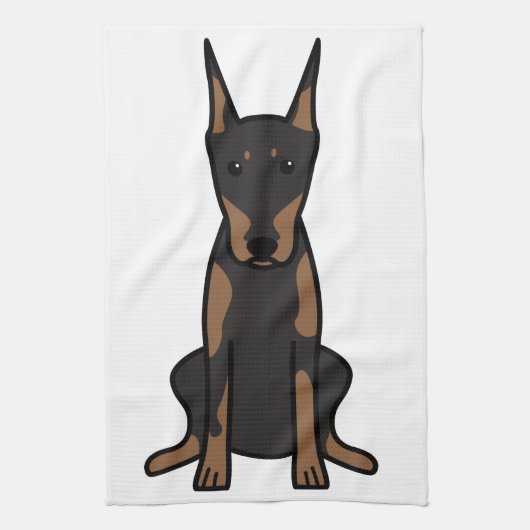 Doberman Pinscher Dog Cartoon Theedoek (Verticaal)