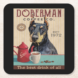 Doberman Pinscher Dog Coffee Vierkante Kartonnen Onderzetter