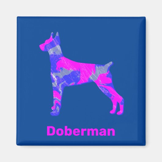 Doberman Pinscher Dog Hot rose & Blue Magnet (Devant)