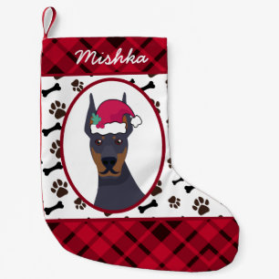 Doberman Pinscher Dog Kerstmis, Aangepaste naam vo Kleine Kerstsok