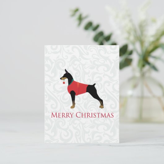 Doberman Pinscher Dog Merry-kerstdesign Feestdagenkaart (Staand voorkant)