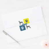 Doberman Pinscher Dog Silhouette & Paw Y&B Grid Vierkante Sticker (Envelop)