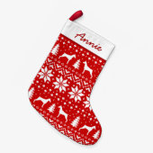 Doberman Pinscher Dog Silhouettes Pattern Cute Kleine Kerstsok (Voorkant (Hangend))