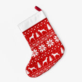 Doberman Pinscher Dog Silhouettes Pattern Cute Kleine Kerstsok (Achterkant (Hangend))