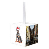 Doberman Pinscher Dog Two Photo Christmas Holiday Kubus Ornament (Achter hoekig)