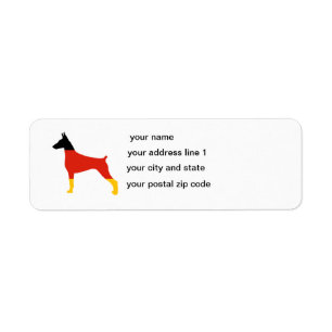 doberman pinscher duitsland-vlag silhouette etiket