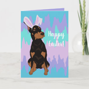 Doberman Pinscher Easter Bunny Feestdagen Kaart