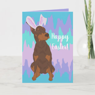 Doberman Pinscher Easter Bunny Feestdagen Kaart