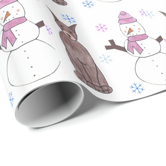 Doberman Pinscher en Snowman Cadeaupapier (Rol Hoek)