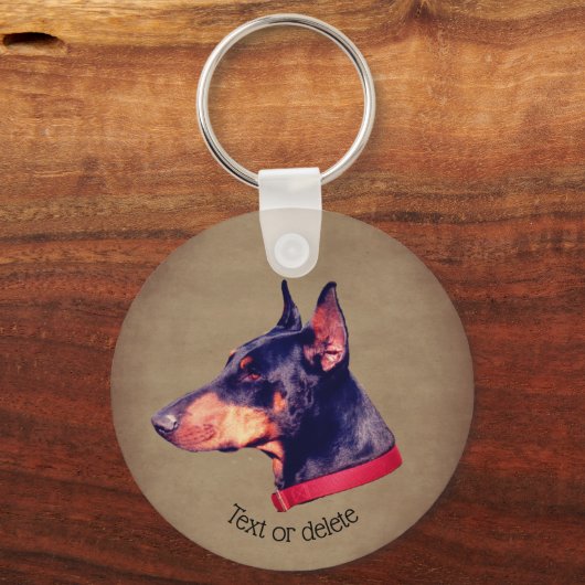 Doberman Pinscher Face Dog Persoonlijk Sleutelhanger (Voorkant)