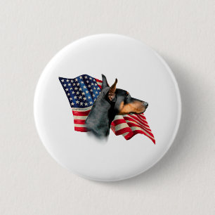 Doberman Pinscher Flag Ronde Button 5,7 Cm