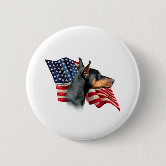 Doberman Pinscher Flag Ronde Button 5,7 Cm (Voorkant)