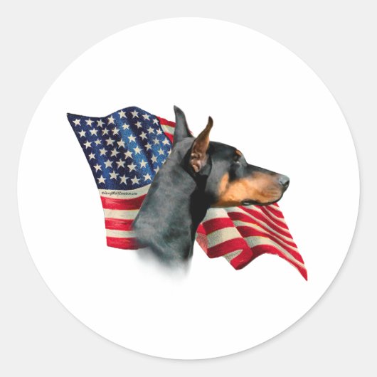 Doberman Pinscher Flag Ronde Sticker (Voorkant)