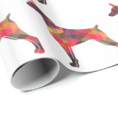 Doberman Pinscher Geometric Patten Silhouette Cadeaupapier (Rol Hoek)