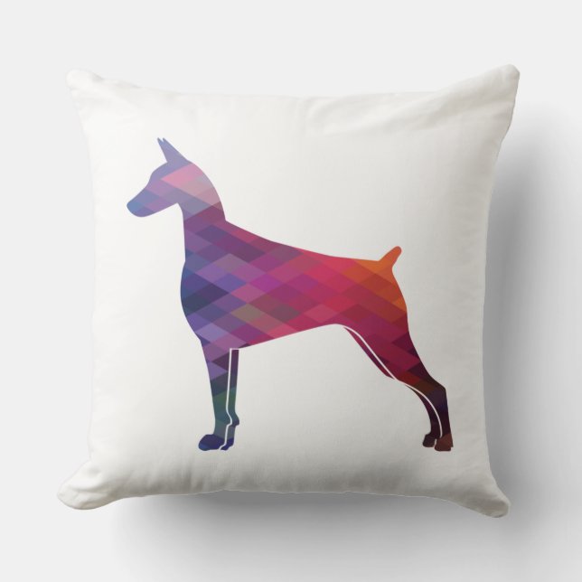 Doberman Pinscher Geometric Pattern Paars Kussen (Voorkant)