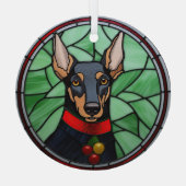 Doberman Pinscher Glas in lood Kerstmis Glas Ornament (Achterkant)