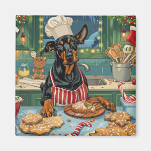 Doberman Pinscher Holiday Baking Feestelijke Kerst Magneet