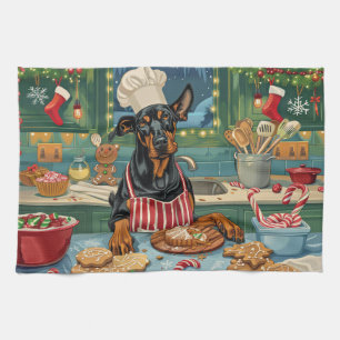 Doberman Pinscher Holiday Baking Feestelijke Kerst Theedoek