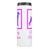 Doberman Pinscher Hond Heet Roze & Blauw Silhouet Thermosbeker (Achterkant)