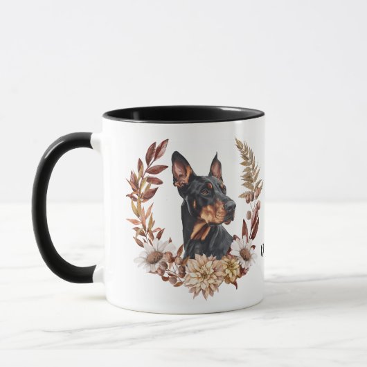 Doberman Pinscher Hond Herfstkrans Mok (Links)