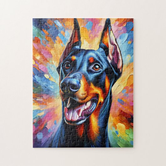 Doberman Pinscher Hond Portret Acryl Art Print Legpuzzel (Verticaal)
