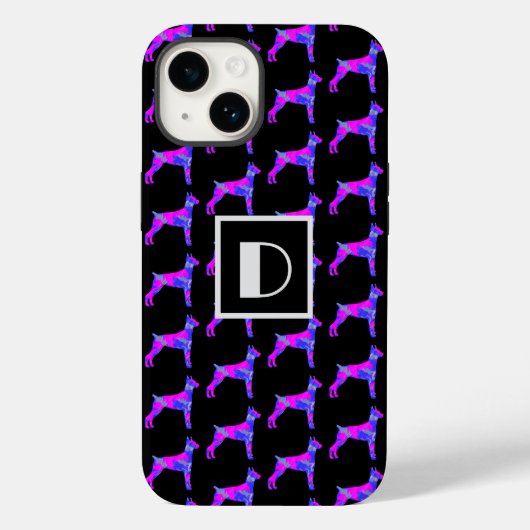 Doberman Pinscher Hond Roze Silhouet Mono Zwart Case-Mate iPhone Case (Achterkant)