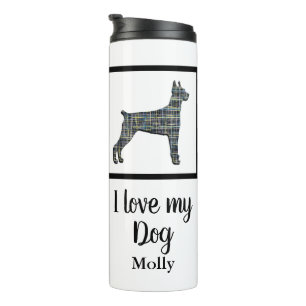 Doberman Pinscher Hond Schattig Grid Silhouet Thermosbeker