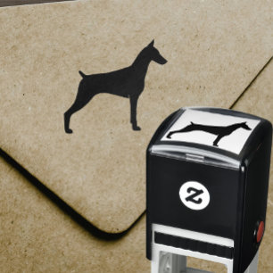 Doberman Pinscher Hondenras Silhouette Zelfinktende Stempel