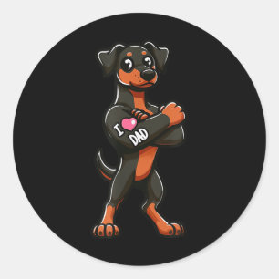 Doberman Pinscher I Love Dad Funny Dog Tattoo _1 Ronde Sticker