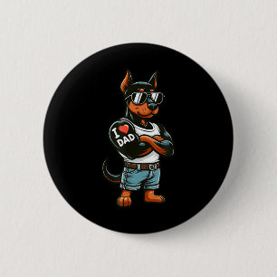 Doberman Pinscher I Love Dad Funny Dog Tattoo Ronde Button 5,7 Cm