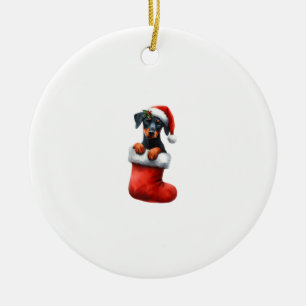 Doberman Pinscher in Sock-kerstkerstkerstkerstkers Keramisch Ornament