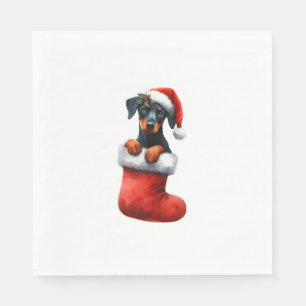 Doberman Pinscher in Sock-kerstkerstkerstkerstkers Servet