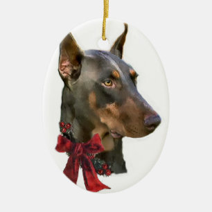Doberman Pinscher-kerstcadeau voor sierdoeleinden Keramisch Ornament