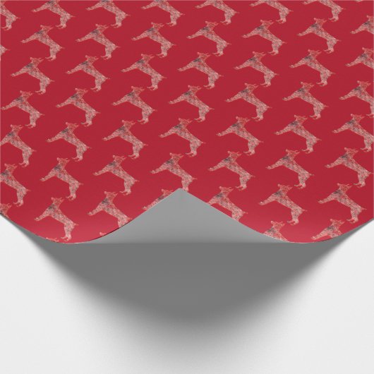 Doberman Pinscher Kersthond Schattige Silhouette R Cadeaupapier (Hoek)