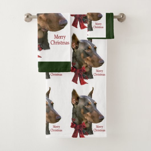 Doberman Pinscher Kerstmis Bad Handdoek (Insitu)