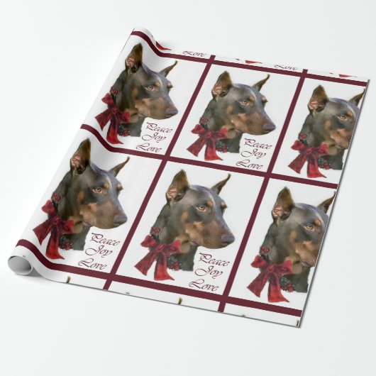 Doberman Pinscher Kerstmis Cadeaupapier (Uitgerold)