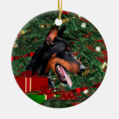 Doberman Pinscher Kerstmis Keramisch Ornament (Voorkant)