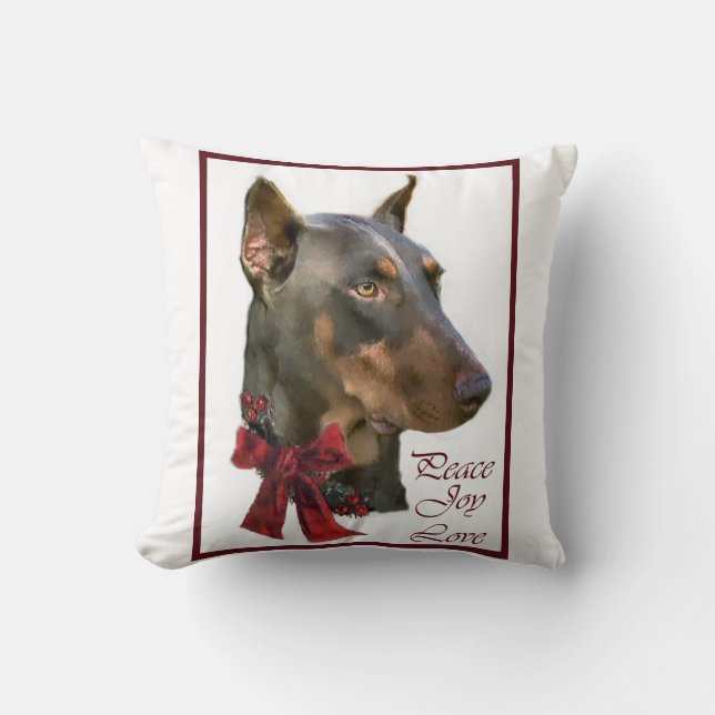 Doberman Pinscher Kerstmis Kussen (Voorkant)