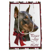 Doberman Pinscher Kerstmis Medium Cadeauzakje (Achterkant)
