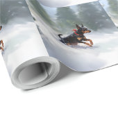 Doberman Pinscher Kerstsneeuw winter Cadeaupapier (Rol Hoek)