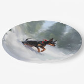 Doberman Pinscher Kerstsneeuw winter Papieren Bordje (Gekanteld)