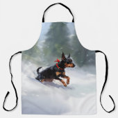 Doberman Pinscher Kerstsneeuw winter Schort (Voorkant)