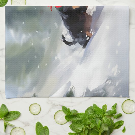 Doberman Pinscher Kerstsneeuw winter Theedoek (Gevouwen)