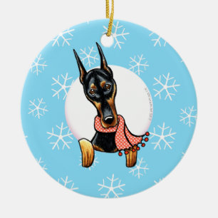 Doberman Pinscher laat het sneeuwen Keramisch Ornament