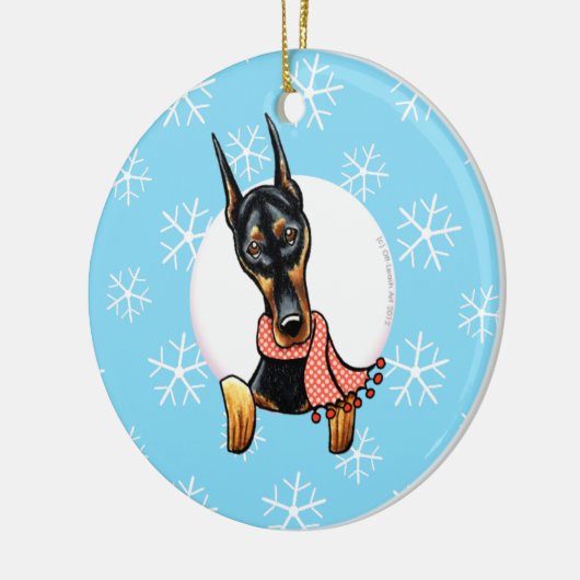 Doberman Pinscher laat het sneeuwen Keramisch Ornament (Links)
