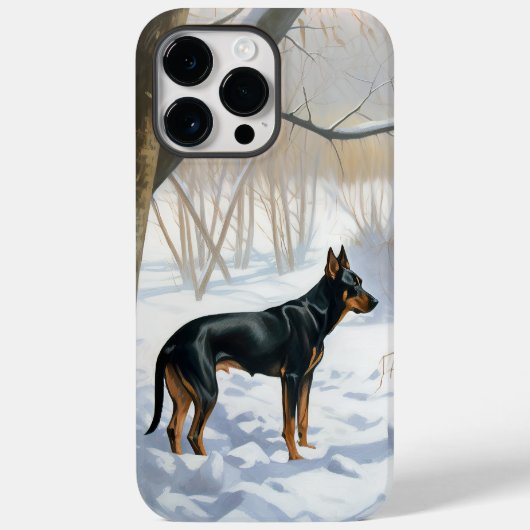 Doberman Pinscher liet het sneeuwen Kerstmis Case-Mate iPhone Case (Achterkant)