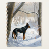 Doberman Pinscher liet het sneeuwen Kerstmis Planner (Voorkant)