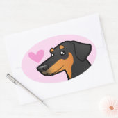 Doberman Pinscher Love Ovale Sticker (Envelop)
