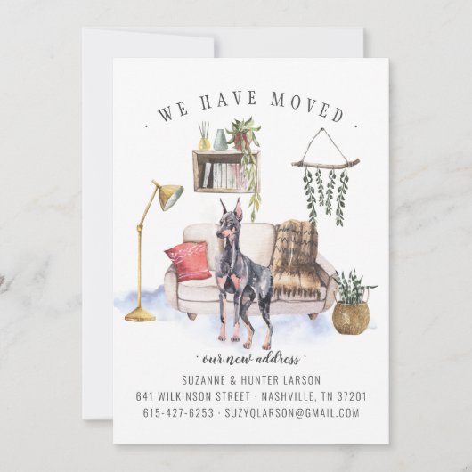 Doberman Pinscher Moving Announcement Aankondiging (Voorkant)