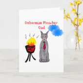 Doberman Pinscher noir - Carte Papa (Fleur jaune)